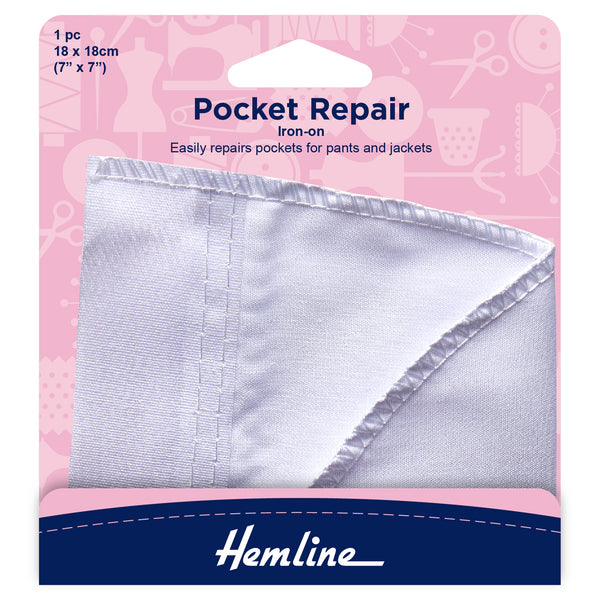 Hemline Iron-On Pocket Repair: White