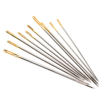 Hemline Gold Eye Embroidery Needles – Assorted Sizes in Reusable Glass Jar - 0