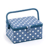 Hobby Geschenk: Nähmaschinentasche: Mattes PVC: Jeansstoff mit Tupfen: Artikelgröße: (T/B/H) 20 x 44 x 38 cm.