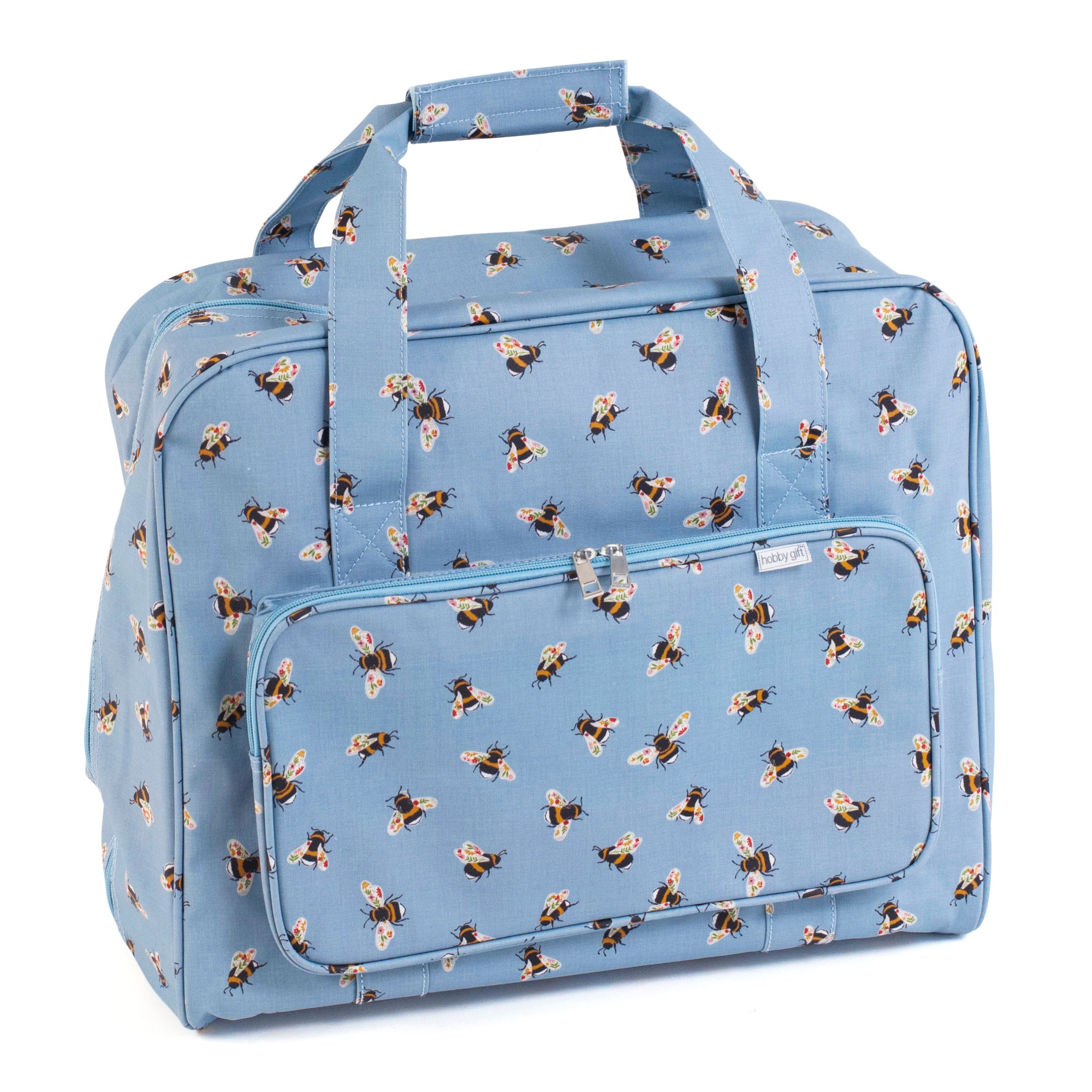 Hobby Gift: Sewing Machine Bag: Matt PVC: Blue Bee: Item size: (d/w/h) 20 x 44 x 38cm.