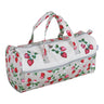 Hobbygeschenk: Stricktasche: Bestickt: Erdbeer-Gewächshaus: Artikelgröße: (T/B/H) 16 x 43 x 19 cm.