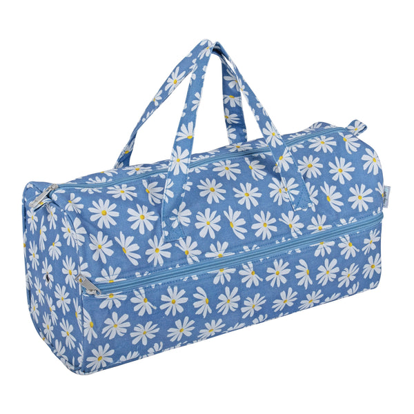 Hobby Gift: Knitting Bag: Denim Daisies: Item size: (d/w/h) 16 x 43 x 19cm.