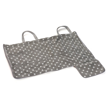 Hobby Gift: Knitting Bag with Pin Storage: Reversible: Grey Linen Polka Dot: Item size: (d/w/h) 15 x 41 x 19.5cm. - 0