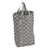 Hobbygeschenk: Stricktasche mit Nadelaufbewahrung: Wendbar: Grauer Leinenstoff mit Tupfen: Artikelgröße: (T/B/H) 15 x 41 x 19,5 cm.