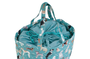 Hobby Gift: Craft Bag (L): Drawstring: Dogs: Item size: (d/w/h) 18 x 32 x 34cm. - 0