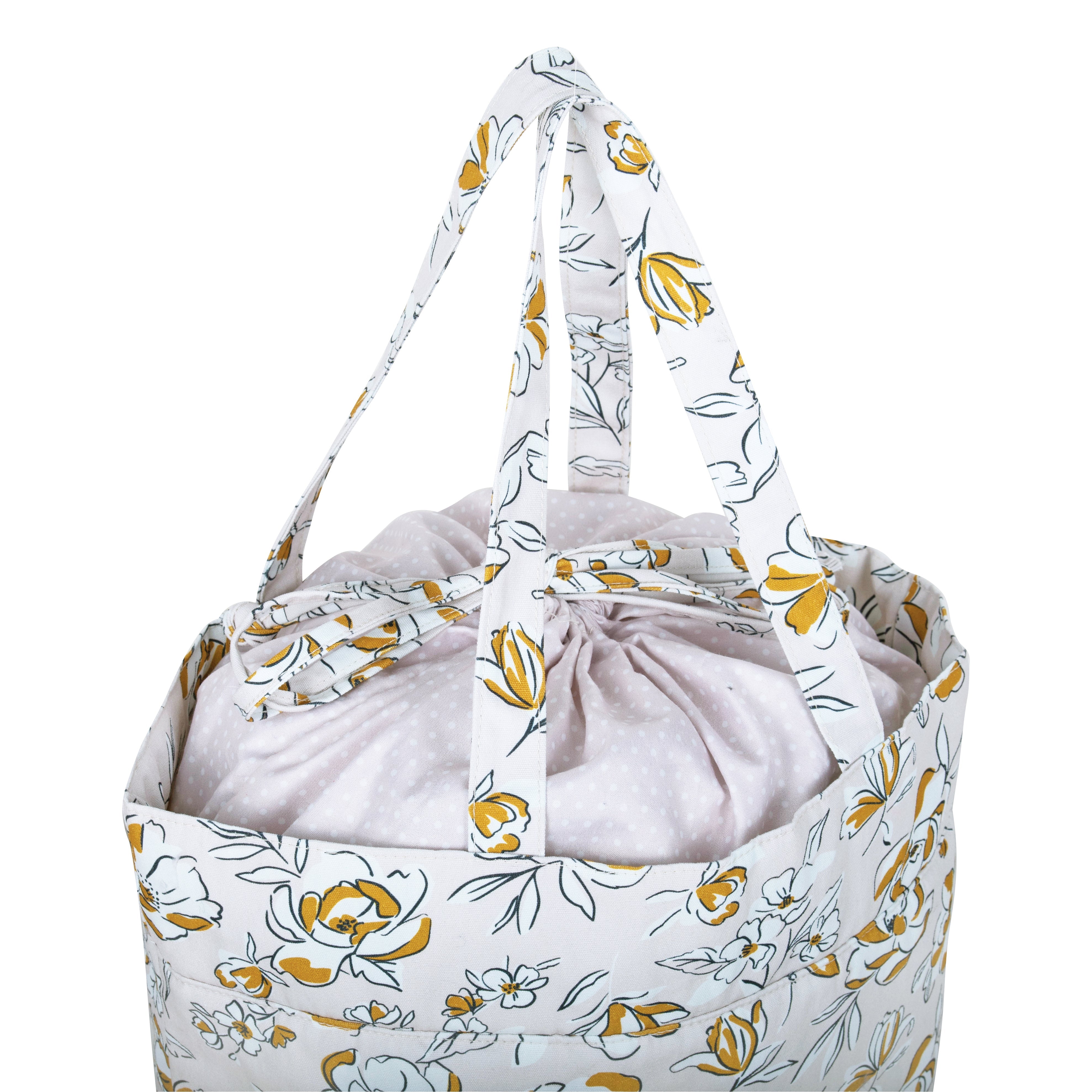 Hobby Gift: Craft Bag (M): Drawstring: Spring Floral:  Item size: (d/w/h) 17 x 30 x 28cm.