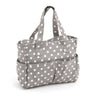 Regalo de hobby: Bolsa de manualidades: PVC mate: Lunares de lino gris: Tamaño del artículo: (profundidad/ancho/alto) 13 x 36 x 31 cm.