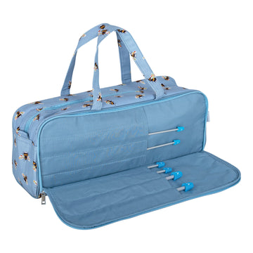 Hobby Gift: Knitting Bag with Pin Storage: Blue Bee: Item size: (d/w/h) 13 x 45 x 18cm. - 0