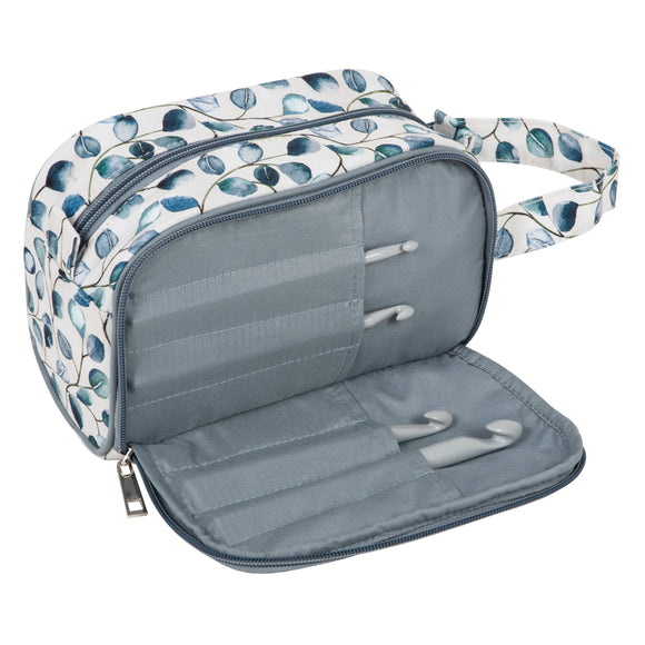 Regalo de hobby: Bolsa de crochet con bolsillo: Botánico: Tamaño del artículo: (d/a/a) 12 x 22 x 13 cm. 