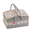 Hobby Gift: Sewing Box (L): Twin-Lidded Wicker Hamper: Wildflowers: Item size: (d/w/h) 26 x 35 x 19cm.-1