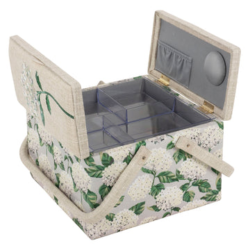 Hobby Gift: Sewing Box (L): Twin Lid: Square: Hydrangea: Item size: (d/w/h) 25 x 25 x 17cm. - 0
