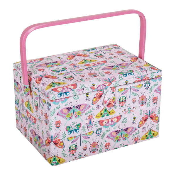 Hobby Gift: Sewing Box (L): Bugs & Butterflies: Item size: (d/w/h) 23.5 x 31 x 20cm.