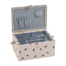 Hobby Gift: Sewing Box (M): Embroidered: Bees: Bee Happy: Item size: (d/w/h) 18.5 x 25.5 x 14.5cm.-4