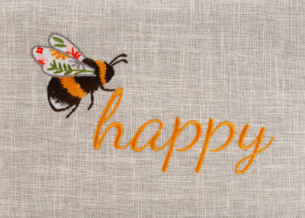 Hobby Gift: Sewing Box (M): Embroidered: Bees: Bee Happy: Item size: (d/w/h) 18.5 x 25.5 x 14.5cm.