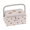 Hobby Gift: Sewing Box (M): Embroidered: Bee: Item size: (d/w/h) 18.5 x 25.5 x 14.5cm.