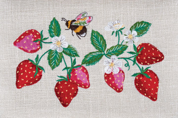 Hobby Gift: Sewing Box (M): Embroidered: Strawberry Greenhouse: Item size: (d/w/h) 18.5 x 25.5 x 14.5cm. - 0