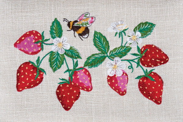 Hobby Gift: Sewing Box (M): Embroidered: Strawberry Greenhouse: Item size: (d/w/h) 18.5 x 25.5 x 14.5cm.