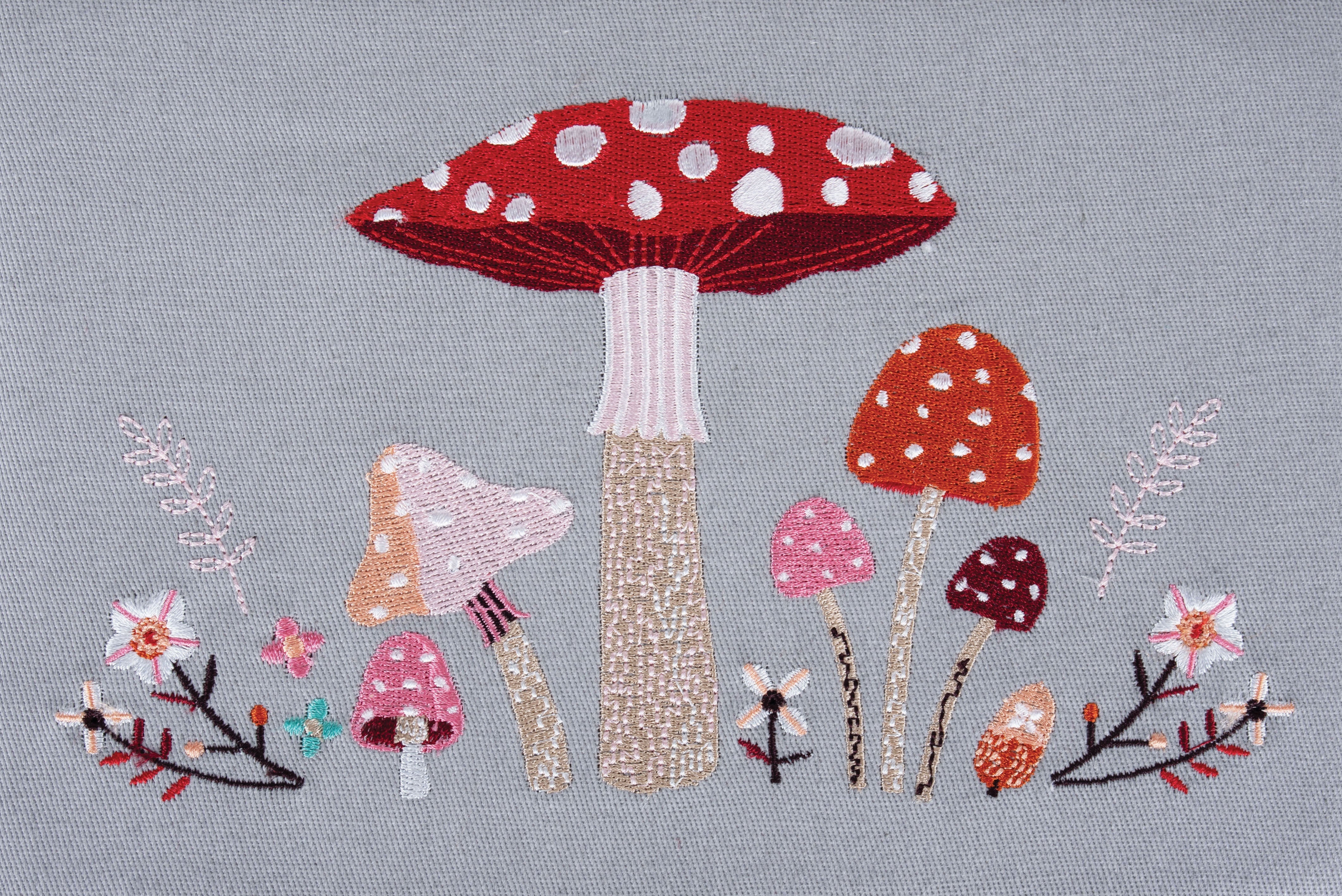 Hobby Gift: Sewing Box (M): Embroidered Woodland Toadstool: Item size: (d/w/h) 18.5 x 25.5 x 14.5cm.