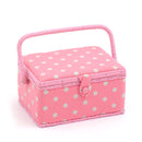 Hobby Gift: Sewing Box (M): Flamingo Pink Polka Dot: Item size: (d/w/h) 18.5 x 25.5 x 14.5cm.-1
