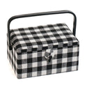 Hobby Gift: Sewing Box (M): Monochrome Gingham: Item size: (d/w/h) 18.5 x 25.5 x 14.5cm.