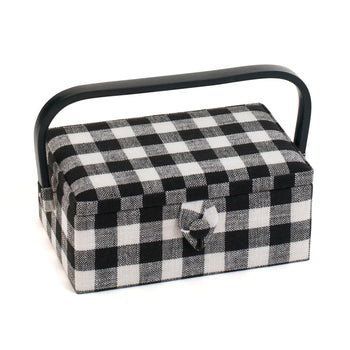 Hobby Gift: Sewing Box (S): Monochrome Gingham: Item size: (d/w/h) 16 x 24 x 11cm.