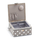 Hobby Gift: Sewing Box (S): Square: Grey Linen Polka Dot: Item size: (d/w/h) 20 x 20 x 11cm.-2