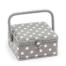 Hobby Gift: Sewing Box (S): Square: Grey Linen Polka Dot: Item size: (d/w/h) 20 x 20 x 11cm.-1