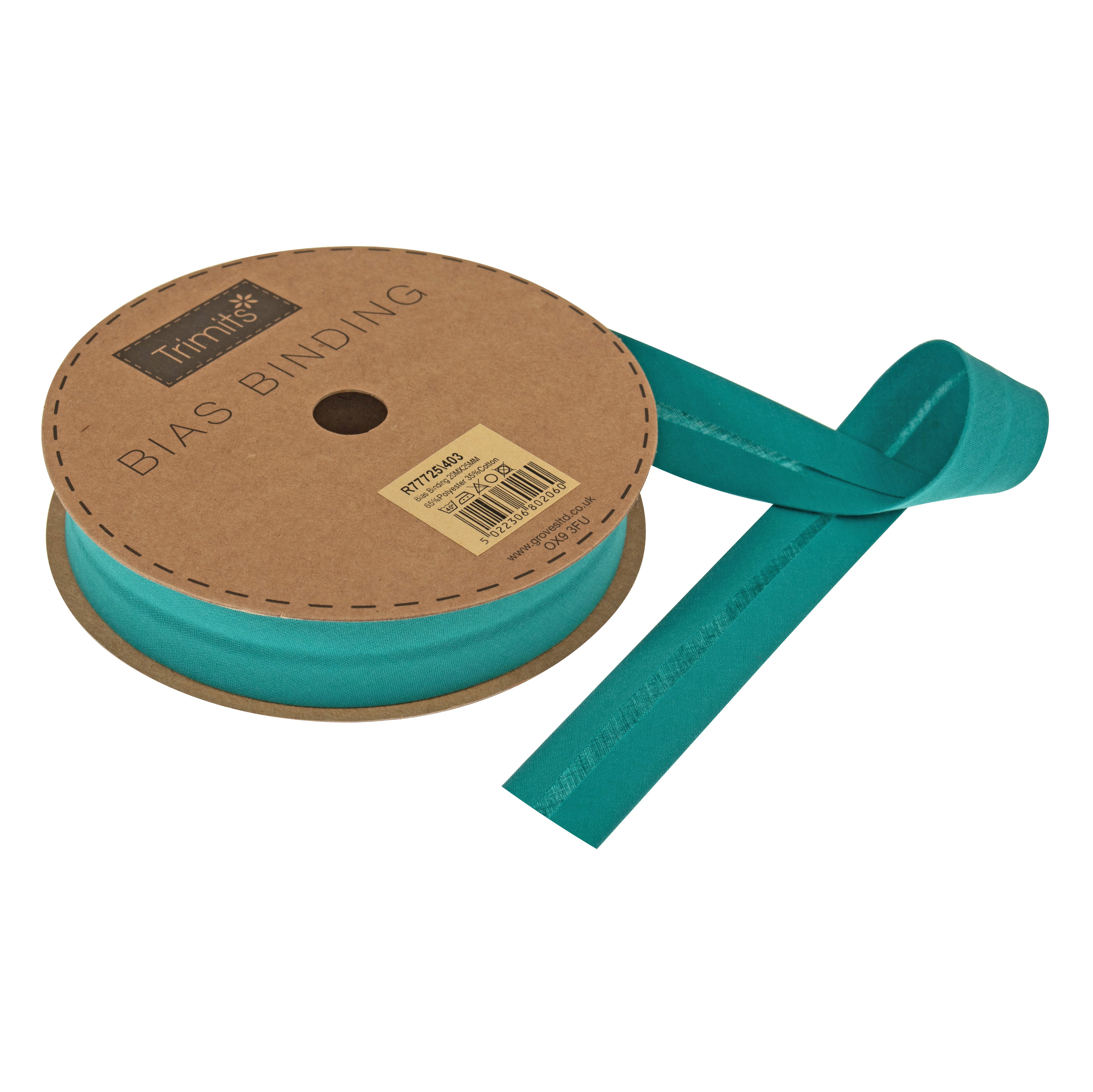 Buy teal Trimits : Bias Binding Tape: Polycotton: 25mm