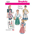 Simplicity Sewing Pattern 1221 Misses’ Vintage Aprons