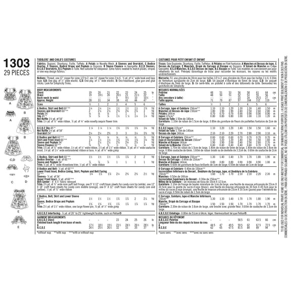 Patrón de costura Simplicity S1303 Disfraces para bebés y niños