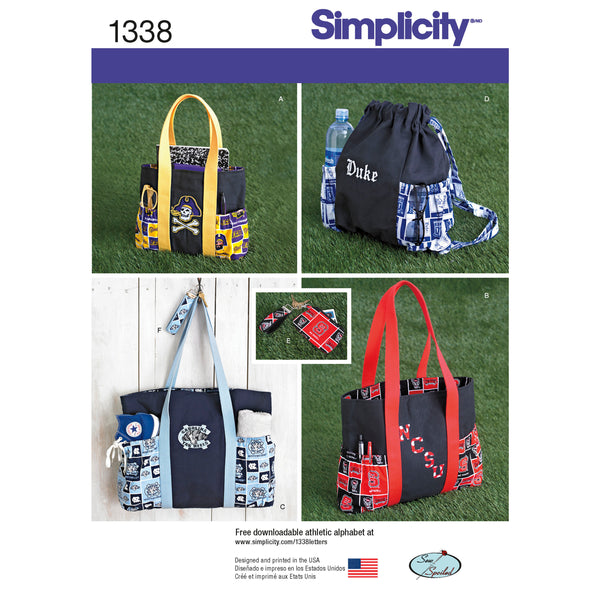 Simplicity Sewing Pattern 1338 Tote Bags in Three Sizes, Backpack and Coin Purse