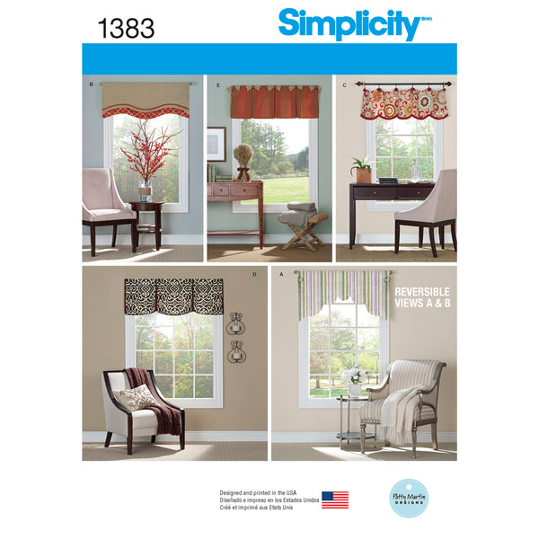 Simplicity Sewing Pattern 1383 Valances for 36″ to 40″ Wide Windows