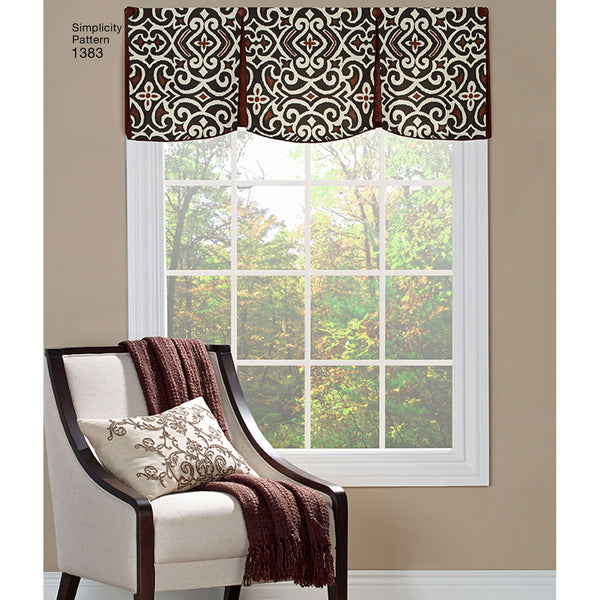 Simplicity Sewing Pattern 1383 Valances for 36″ to 40″ Wide Windows