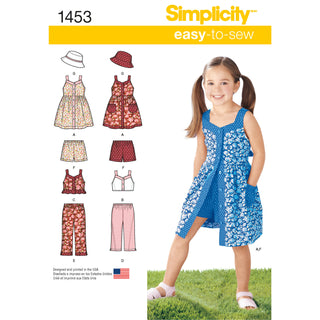 Simplicity Sewing Pattern 1453 Child’s Dress, Top, Trousers or Shorts and Hat