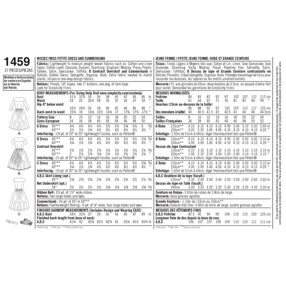 Patrón de costura Simplicity 1459 Vestido vintage de los años 50 para señoritas y señoritas pequeñas