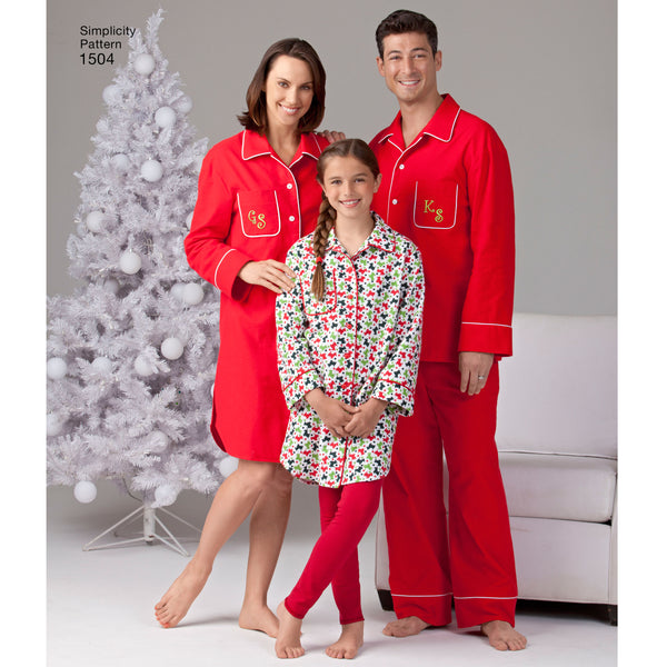 Simplicity Sewing Pattern 1504 Child’s, Teens’ and Adults’ Loungewear