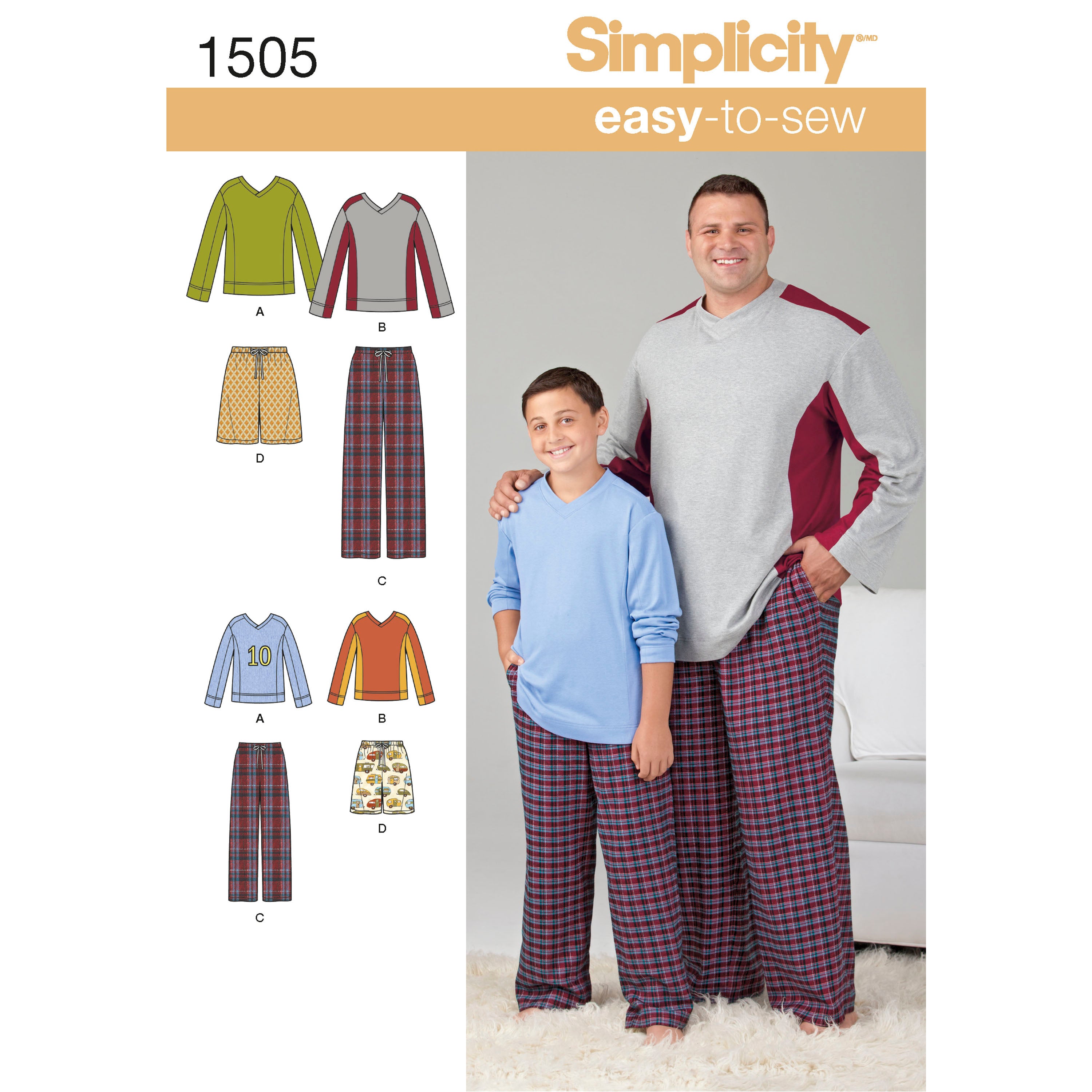 Simplicity Sewing Pattern 1505 Husky Boys’ & Big & Tall Men’s Tops and Trousers