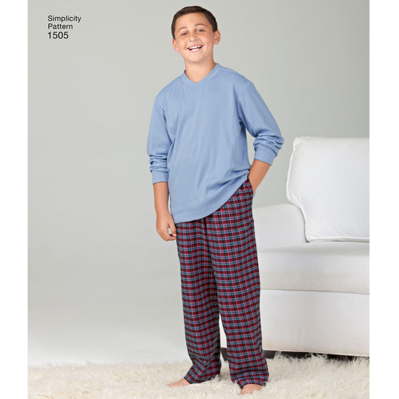 Patrón de costura Simplicity 1505: blusas y pantalones para niños y hombres grandes y altos de Husky