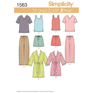 Simplicity Sewing Pattern 1563 Misses’ Men’s and Teens’ Sleepwear