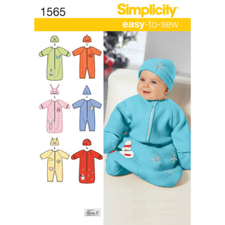 Simplicity Sewing Pattern 1565 Babies’ Bunting, Romper and Hats