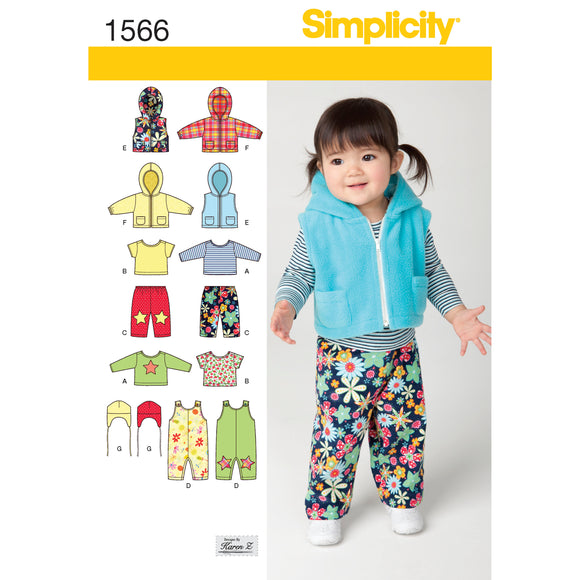 Patrón de costura Simplicity 1566 Prendas para bebés
