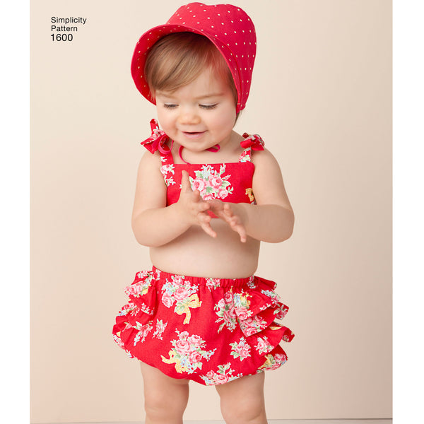 Simplicity Sewing Pattern 1600 Babies' Vintage Romper Set