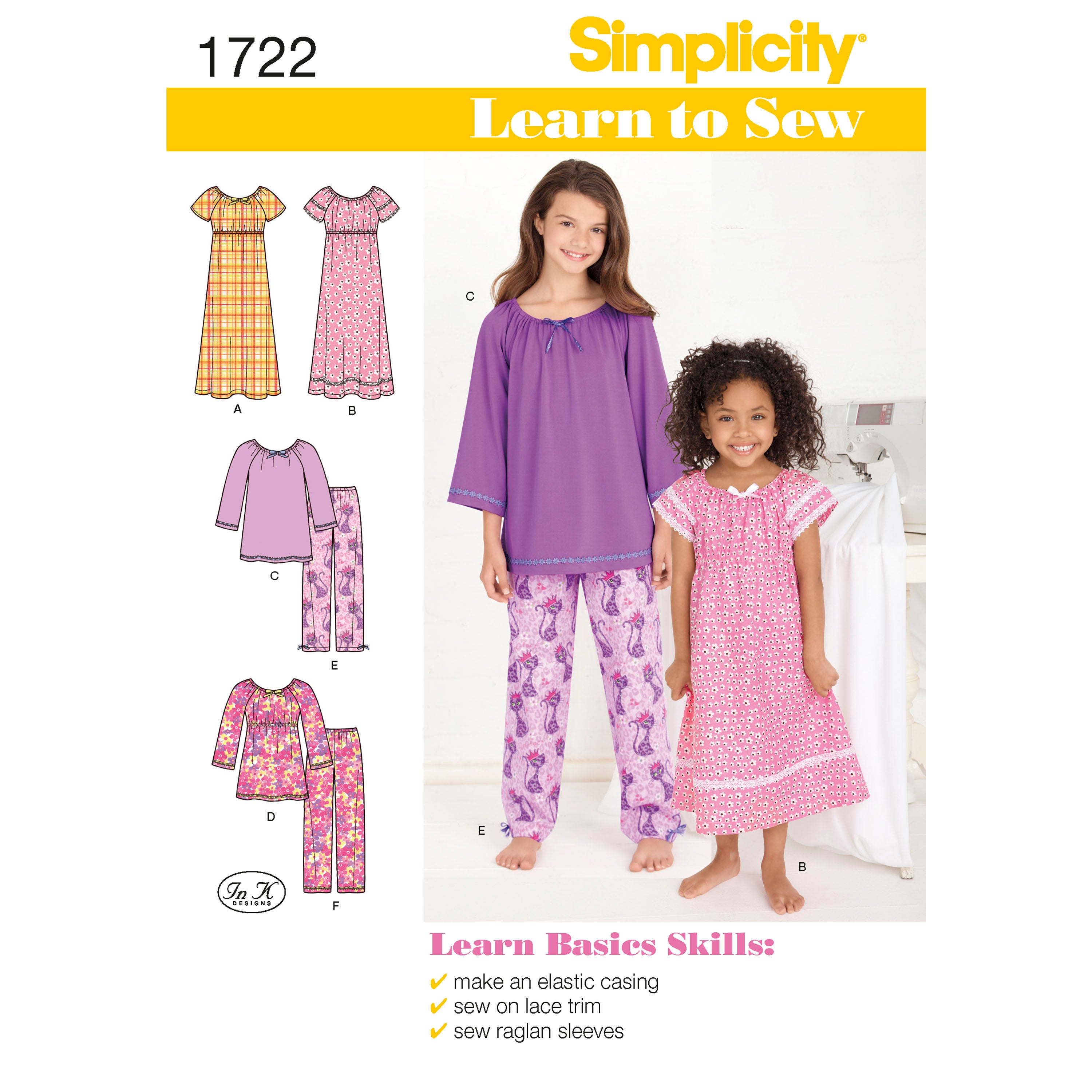 Simplicity Sewing Pattern 1722 Learn to Sew Child's and Girl's Loungewear