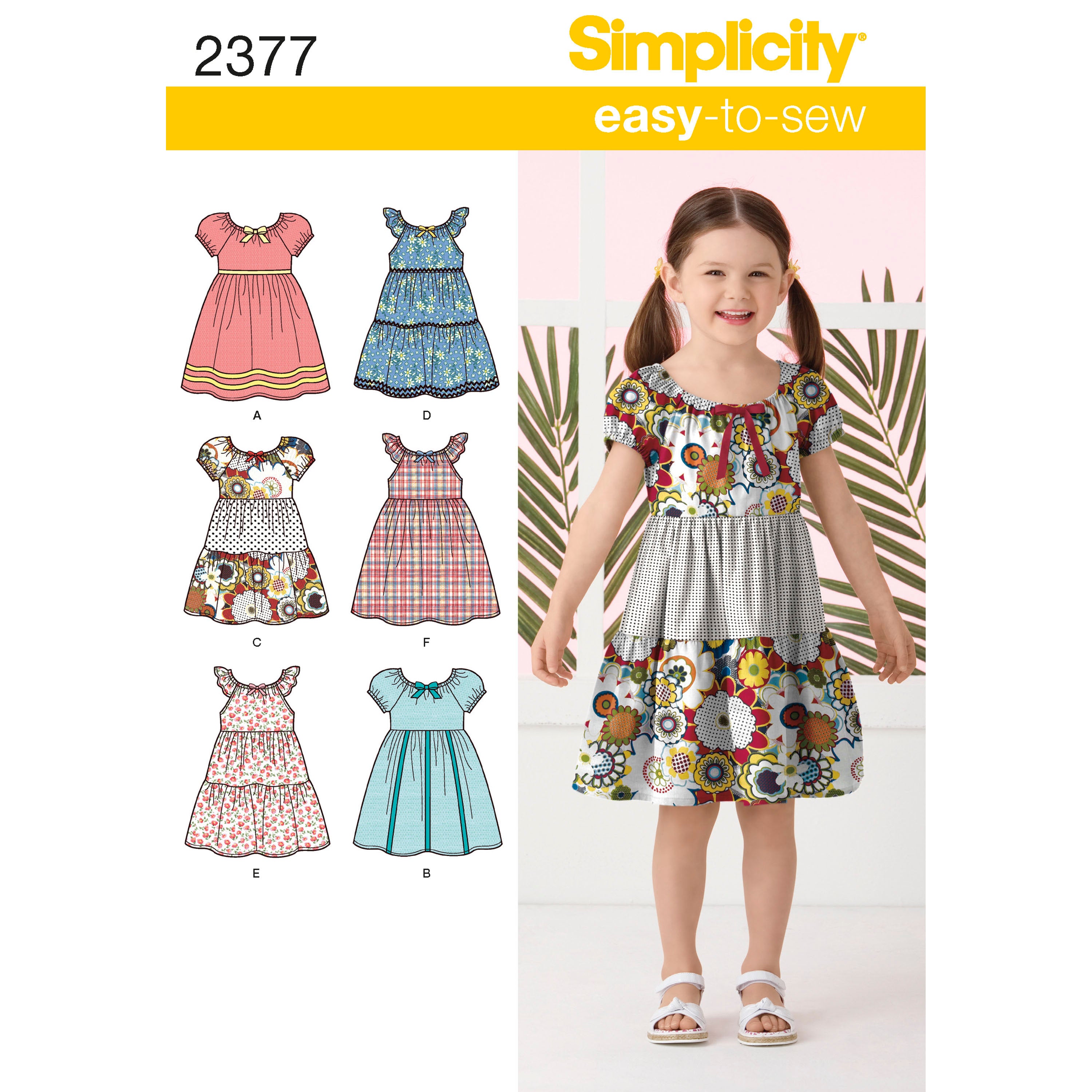 Patrón de costura Simplicity 2377 Vestidos de niña