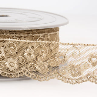 Buy beige Embroidered Tulle Trim 1 meter