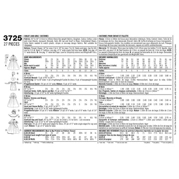 Simplicity Sewing Pattern 3725 Child's & Girl's Costumes