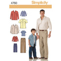 Simplicity Sewing Pattern 4760 Boys and Men Shirts and Trousers