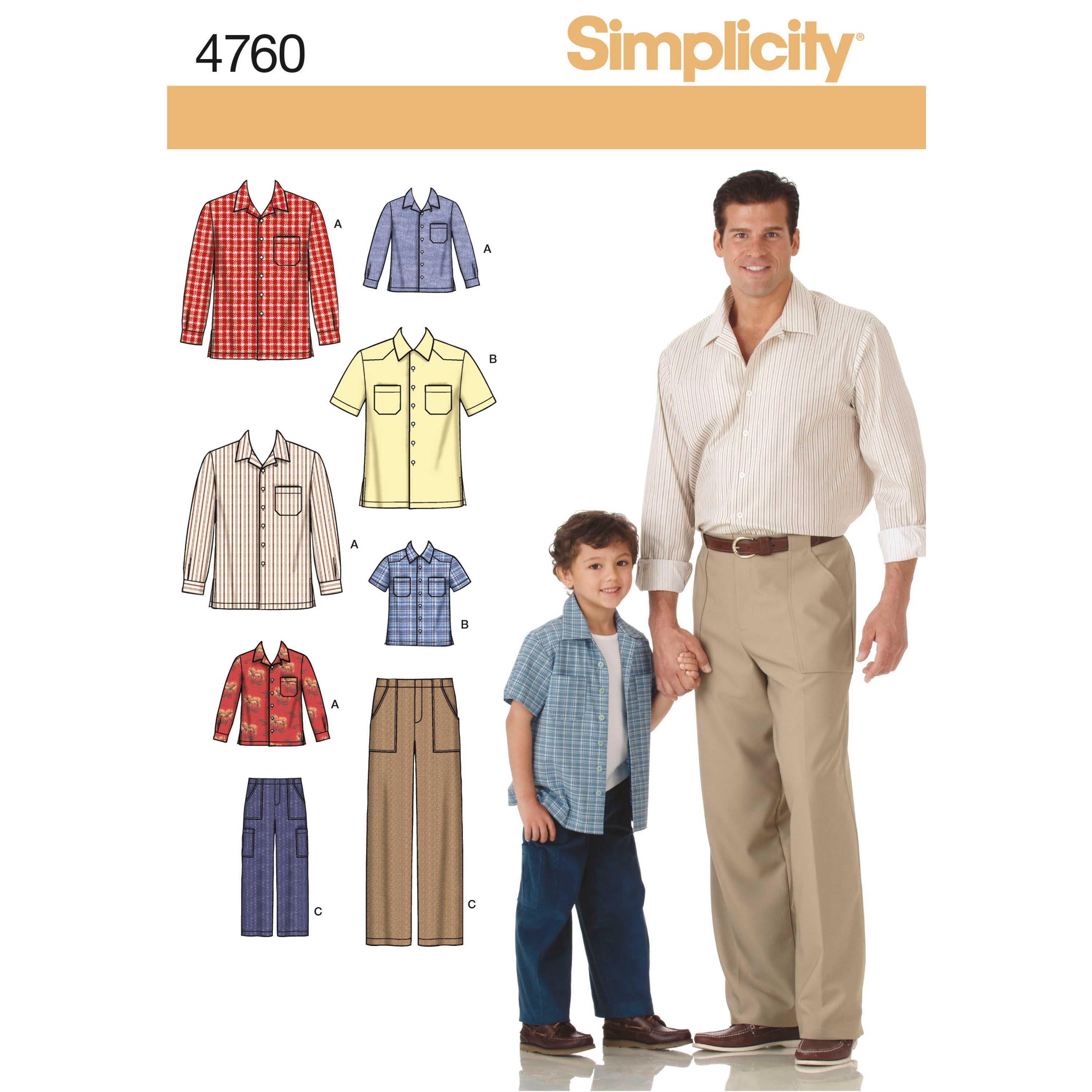 Simplicity Sewing Pattern 4760 Boys and Men Shirts and Trousers