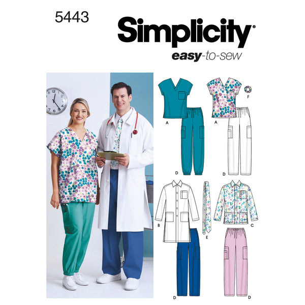 Simplicity Sewing Pattern 5443 Women's & Men's Plus Size Scrubs