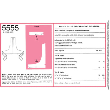 Simplicity Sewing Pattern 5555 Misses Vintage Jiffy Knit Wrap & Tie Top - 0